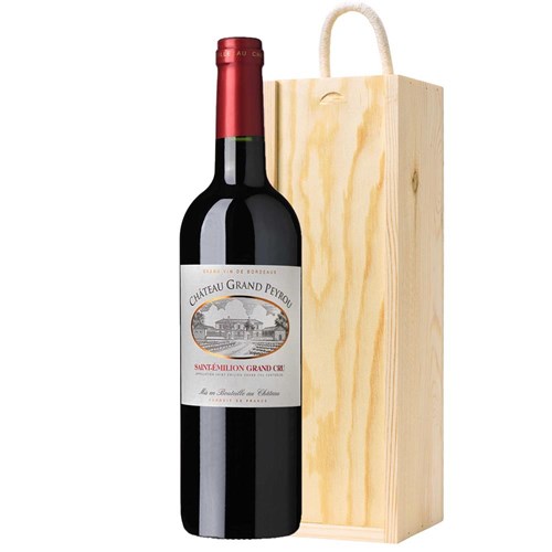 Chateau Grand Peyrou Grand Cru St Emilion 75cl Red Wine In Pine Wooden Gift Box